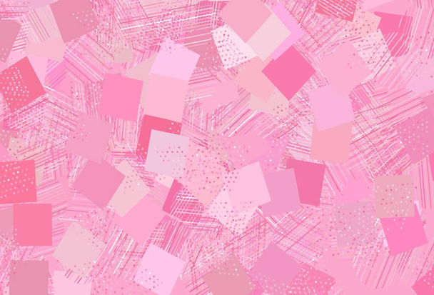 Светло-розовая, желтая векторная текстура с полированным стилем с кругами, кубиками. Иллюстрация с набором красочных кругов, треугольников, квадратов. Шаблон для обоев. - Вектор,изображение