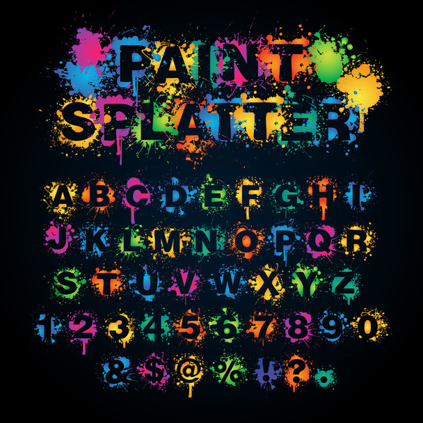 Цветной алфавит брызг краски
 - Вектор,изображение