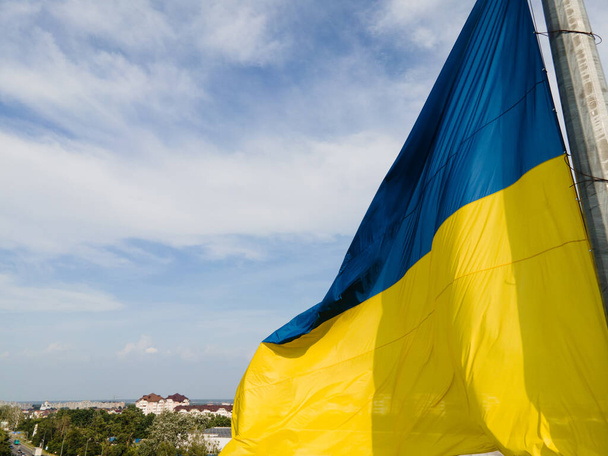 National flag of Ukraine. Kyiv. Aerial view - Photo, image