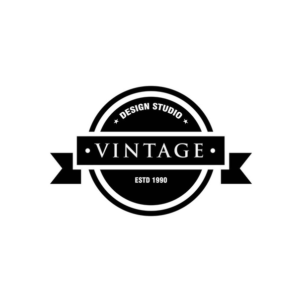 siyah ve beyaz vintage logo tasarım şablonu - Vektör, Görsel
