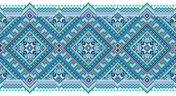 embroidered old handmade cross-stitch ethnic Ukraine pattern. Ukrainian towel with ornament. Rushnyk style in vector - ベクター画像