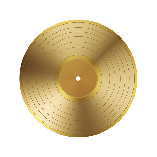 LP record vinyl gold color on white background - Wektor, obraz
