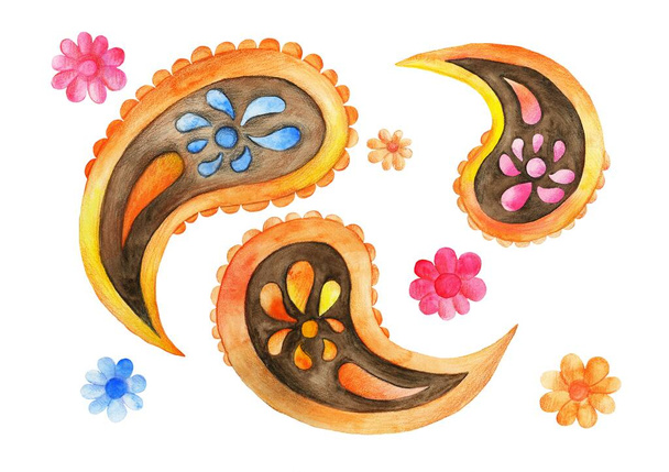 A pattern of multicolored watercolor cucumbers and flowers - Фото, зображення