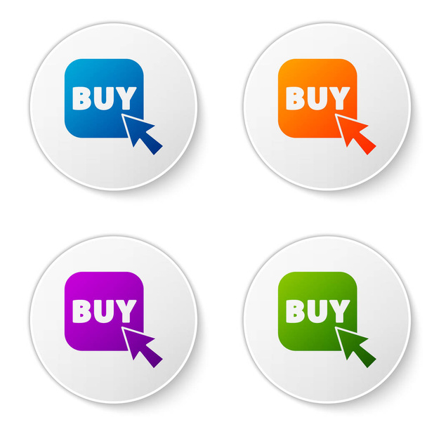 Color Buy button icon isolated on white background. Set icons in circle buttons. Vector Illustration. - Vector, Image