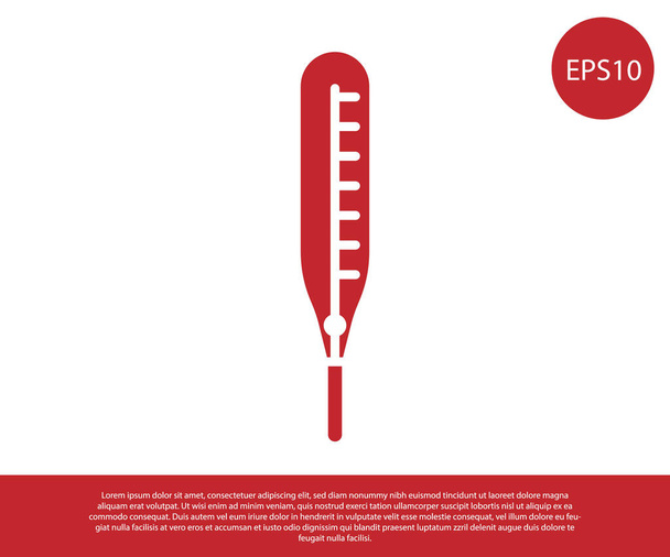 Piros orvosi hőmérő orvosi vizsgálathoz ikon elszigetelt fehér alapon. Vektorillusztráció. - Vektor, kép