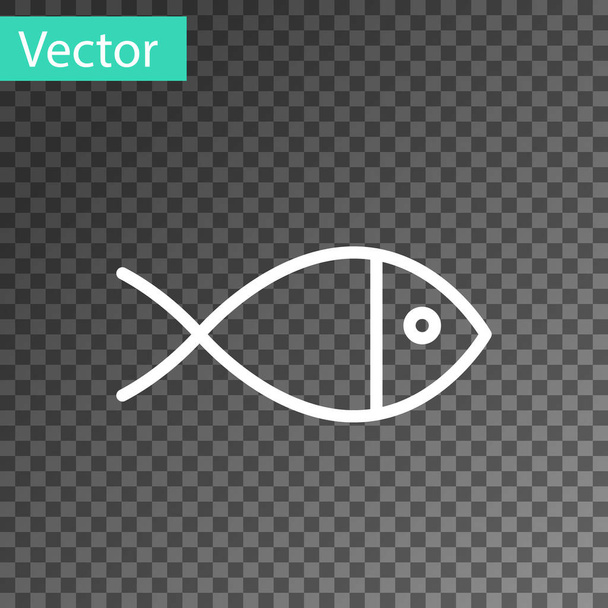 Linea bianca icona simbolo pesce cristiano isolato su sfondo trasparente. Gesu 'simbolo del pesce. Illustrazione vettoriale. - Vettoriali, immagini