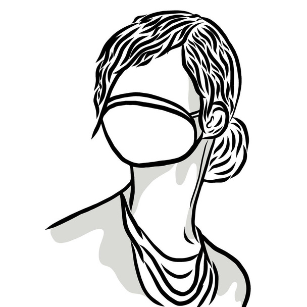 Kobieta nosząca bawełnianą torbę, nosząca higieniczną maskę na twarz lub maskę z tkaniny, zapobiega epidemii Corony, pm2.5, zanieczyszczeniu, wirusowi.. - Zdjęcie, obraz