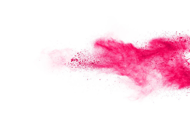 Abstrato rosa pó salpicado fundo, Congelar movimento de cor em pó explodindo / jogando cor em pó, cor brilho textura no fundo branco. - Foto, Imagem