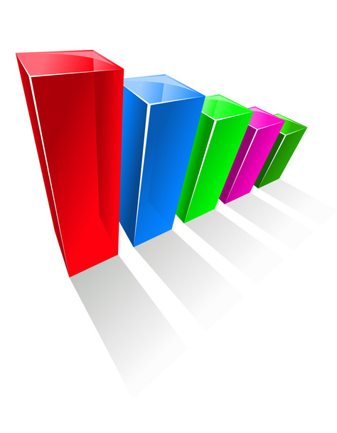 Gráfico com colunas verticais brilhantes coloridas
 - Vetor, Imagem