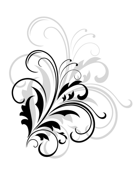 Simples preto e branco redemoinho folheado design
 - Vetor, Imagem