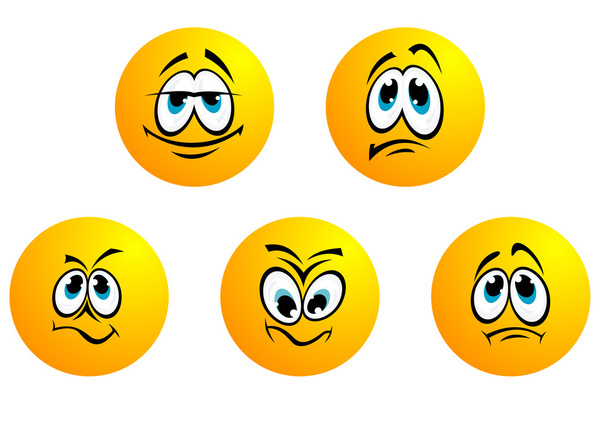 πέντε διαφορετικές χαμόγελα εκφράσεις - Διάνυσμα, εικόνα