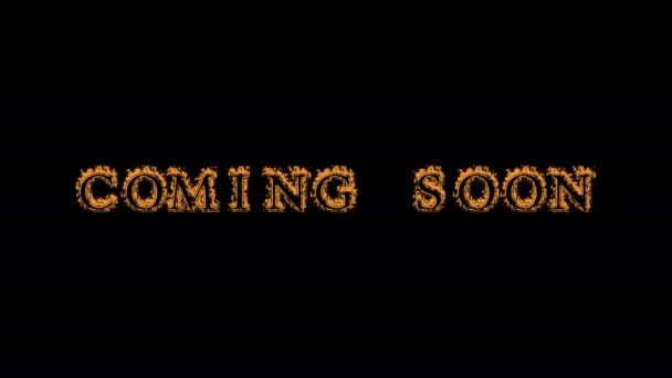 coming soon fire text effect black background. animated text effect with high visual impact. letter and text effect. Alpha Matte. - Footage, Video