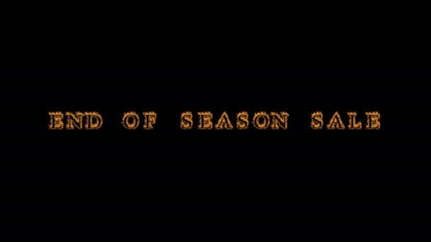 end of season sale fire text effect black background. animated text effect with high visual impact. letter and text effect. Alpha Matte. - Footage, Video
