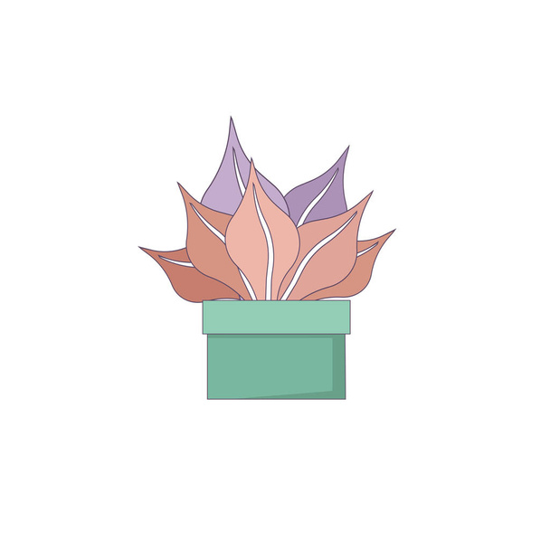 Outlined foliage plant Croton in a ceramic pot on white isolated background, vector stock illustration in Cartoon style for prints, patterns, stickers, elements of design and icons or emblems. - ベクター画像