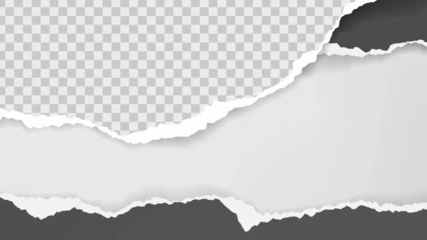 Animované černé a čtvercové roztržené papír jsou na bílém pozadí - Záběry, video