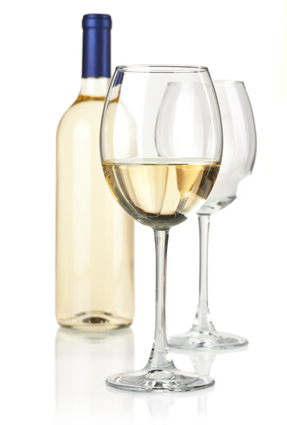 White wine in bottle and glasses - Fotó, kép