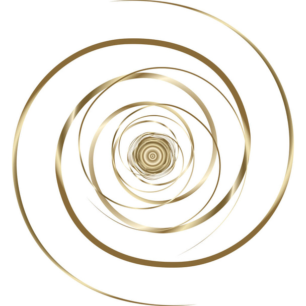 Gouden spiraal met een roos in het midden op een witte achtergrond - Vector, afbeelding
