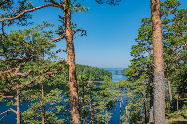 Valaam szigetének természete. Kilátás az Eleon hegyről. Valaam - az ortodox hívők zarándokhelyének. - Fotó, kép