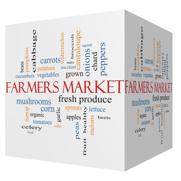 zemědělci 3d krychle trh slovo mrak koncepce - Fotografie, Obrázek