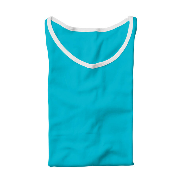 This Folded Male Tank Top Mock Up In Scuba Blue Color is a simple template to help your designs process more faster. - Photo, Image