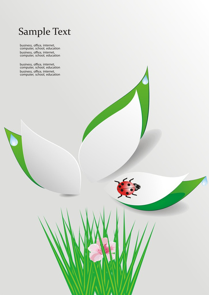 Ladybug and grass, vector illustration - Vector, Image