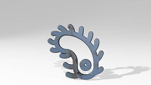 комаха Centipede лиття тіні з точки зору. Товста скульптура з металевих матеріалів 3D рендеринга. фон та ілюстрація
 - Фото, зображення