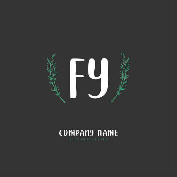 F Y FY Initial handwriting and signature logo design with circle. Beautiful design handwritten logo for fashion, team, wedding, luxury logo. - Vector, Image