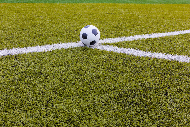 Fotbal, Fotbal Umělá tráva s bílým pruhem, Fotbalový stadion - Fotografie, Obrázek