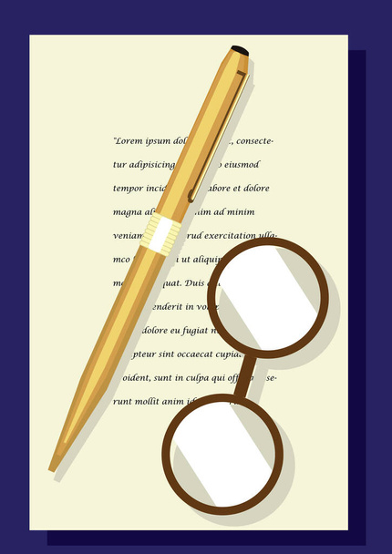 vector illustration of a paper with a pencil and a pen - Διάνυσμα, εικόνα
