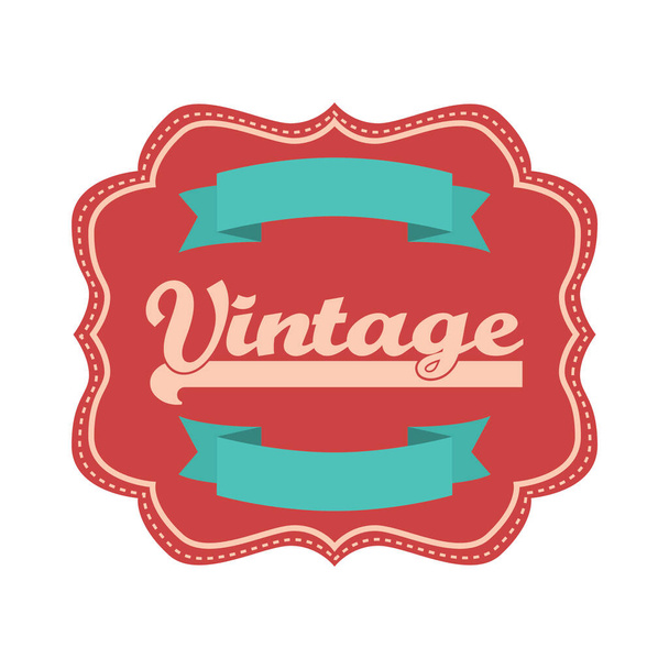 vintage ribbon sticker on white background - Vecteur, image