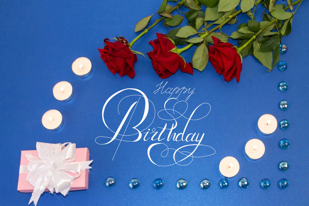 postcard or Internet banner with a birthday greeting, with the inscription - happy birthday - Foto, immagini