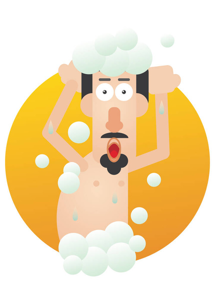 vector illustration of a man in a cartoon style with a beard and a mustache. - ベクター画像
