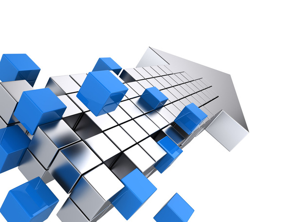 Teamwork business concept - arrow assembling from blocks - Photo, Image