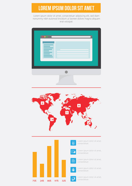 Colorful vector illustration for business theme, modern infographic template - Vetor, Imagem