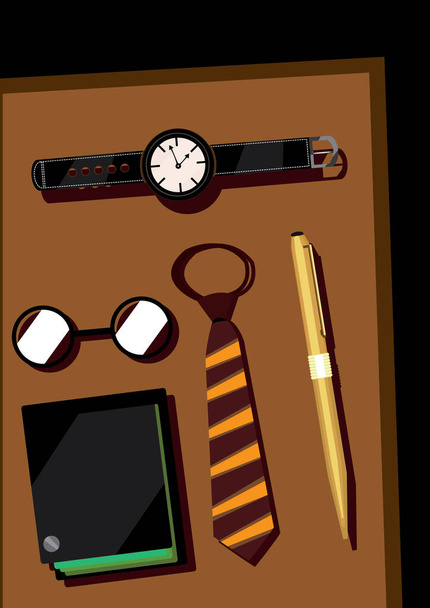 vector illustration of a set of men's accessories - Vector, Image