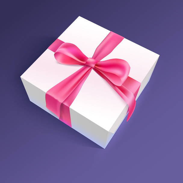 White gift box with red ribbon and bow - ベクター画像
