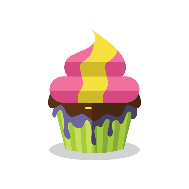 delicious cake icon in flat style isolated on white background. dessert symbol vector illustration - Vetor, Imagem