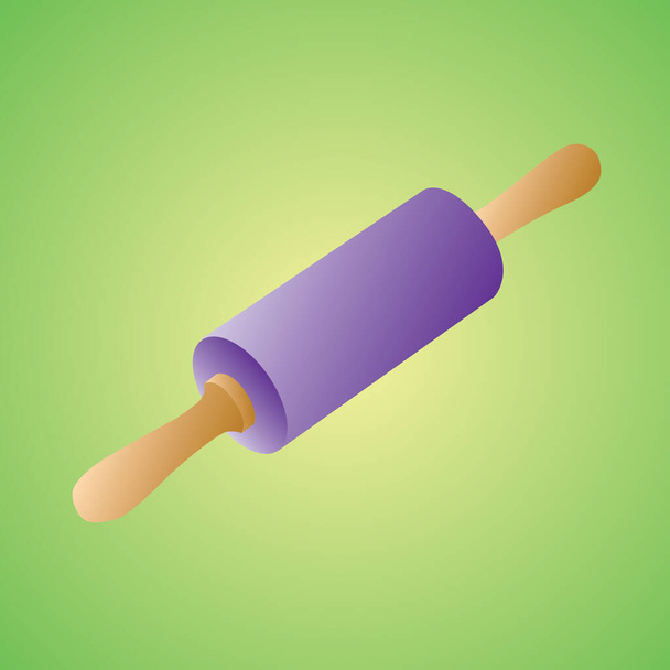 vector illustration of a rolling pin on a green background - Vetor, Imagem