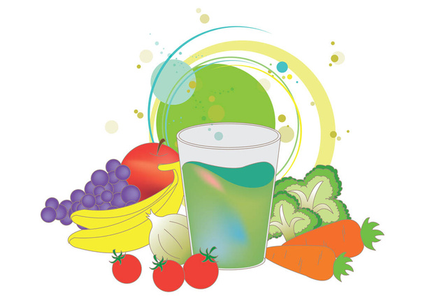 vector illustration of a glass of fresh juice - Vecteur, image