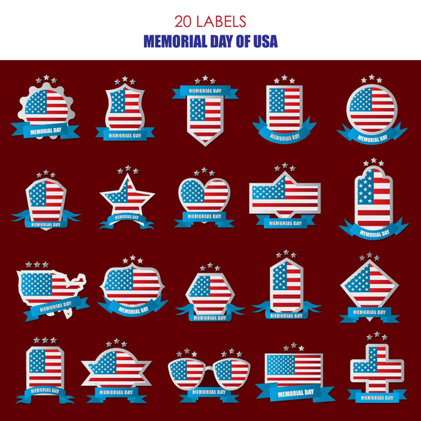 vector illustration of usa flag and ribbons - Vetor, Imagem