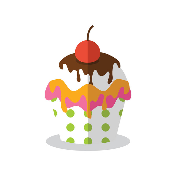 cake with cherry and chocolate - Vector, afbeelding