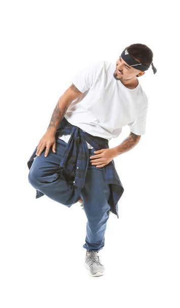 Masculino hip-hop dançarino em fundo branco
 - Foto, Imagem