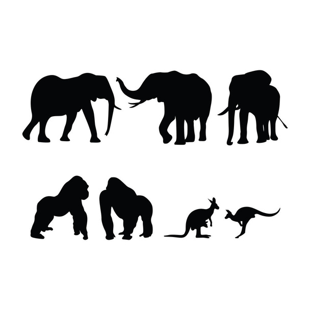 vector silhouette of elephant - Vecteur, image