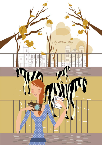 vector illustration of cartoon character of a girl - Διάνυσμα, εικόνα