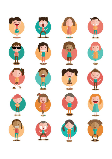 set of avatar icons in cartoon style. big collection of different styles vector symbol stock - Vetor, Imagem