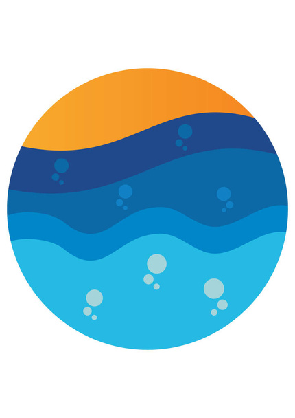 vector illustration of a blue and orange sea waves - ベクター画像