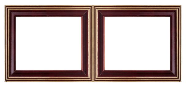Marco de madera doble (díptico) para pinturas, espejos o fotos aisladas sobre fondo blanco - Foto, imagen