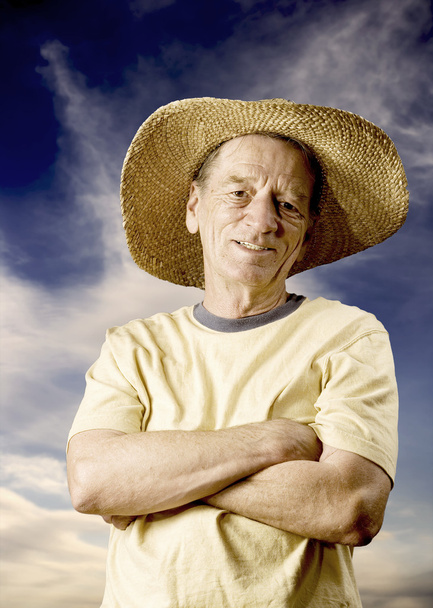 Man in a Big Straw Hat - Foto, Imagen