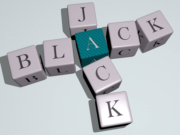 black jack combinado por letras de dados e cruzamento de cores para os significados relacionados ao conceito. fundo e ilustração
 - Foto, Imagem
