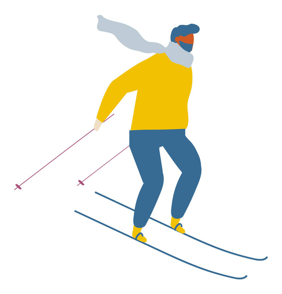 Winter Man Esquí Vector plano - Vector, imagen